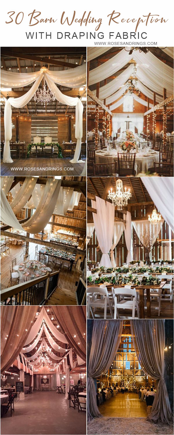 barn wedding reception ideas with draping fabric | Roses & Rings ...