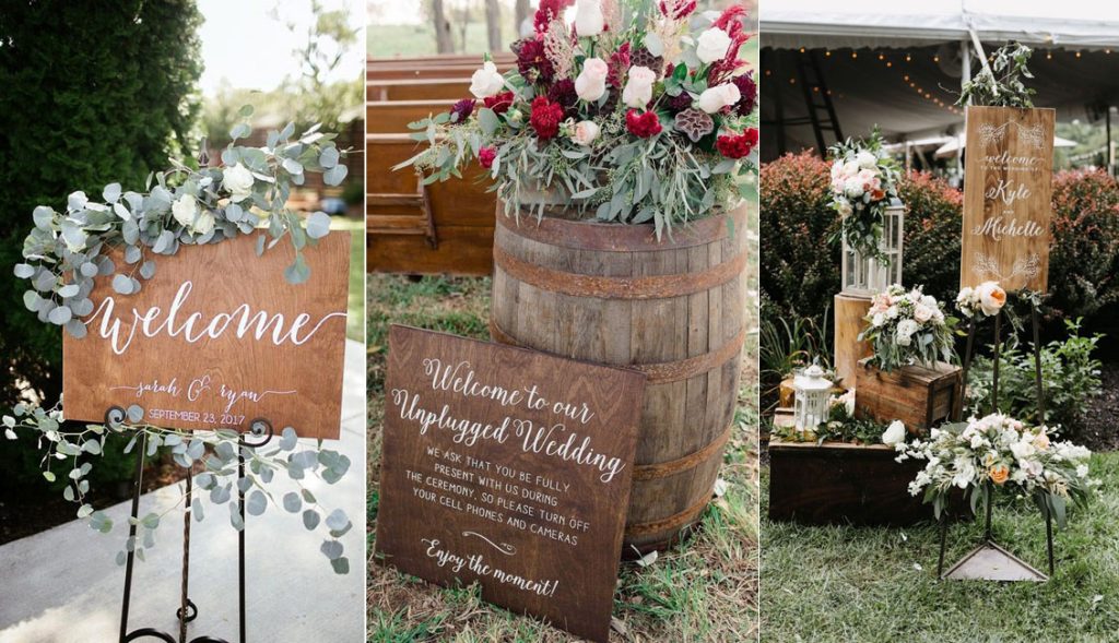 Top 20 Rustic and Wood Wedding Welcome Signs | Roses & Rings