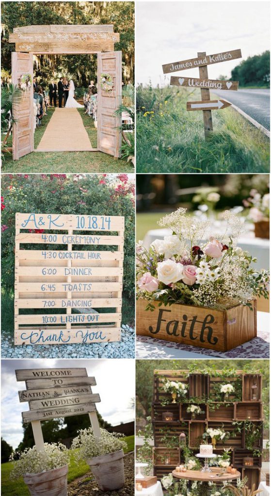 100 Rustic Country Wedding Ideas For 2024 Roses Rings   Wood Pallet Inspired Rustic Country Outdoor Wedding Inspirations 559x1024 