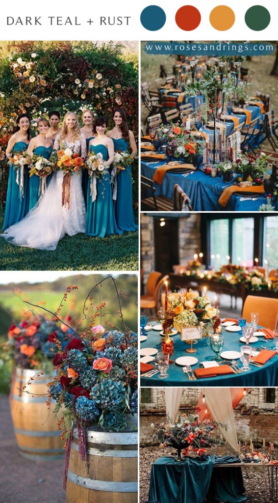 Dark Teal and Rust Fall Wedding Color Ideas for 2023