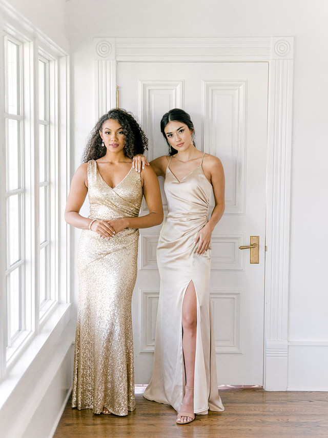 Gold Bridesmaid Dress at Revelry | Dakota Sequin Dress | Made to Order Gold