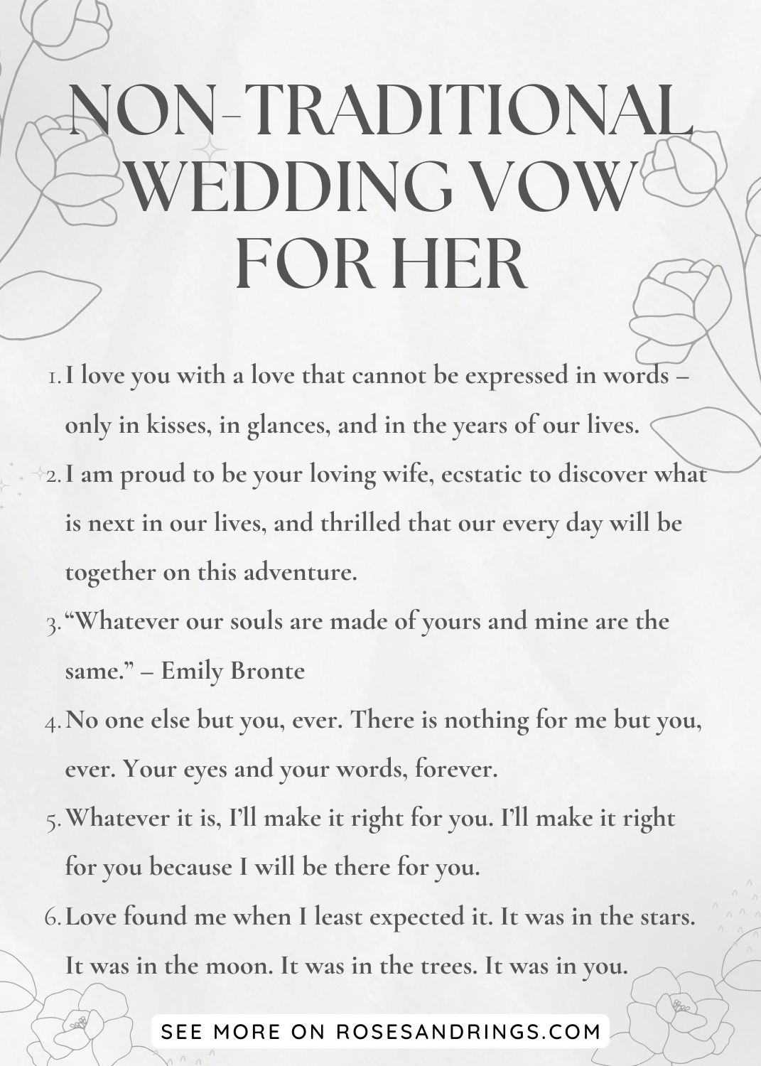 Non-traditional wedding vow for her