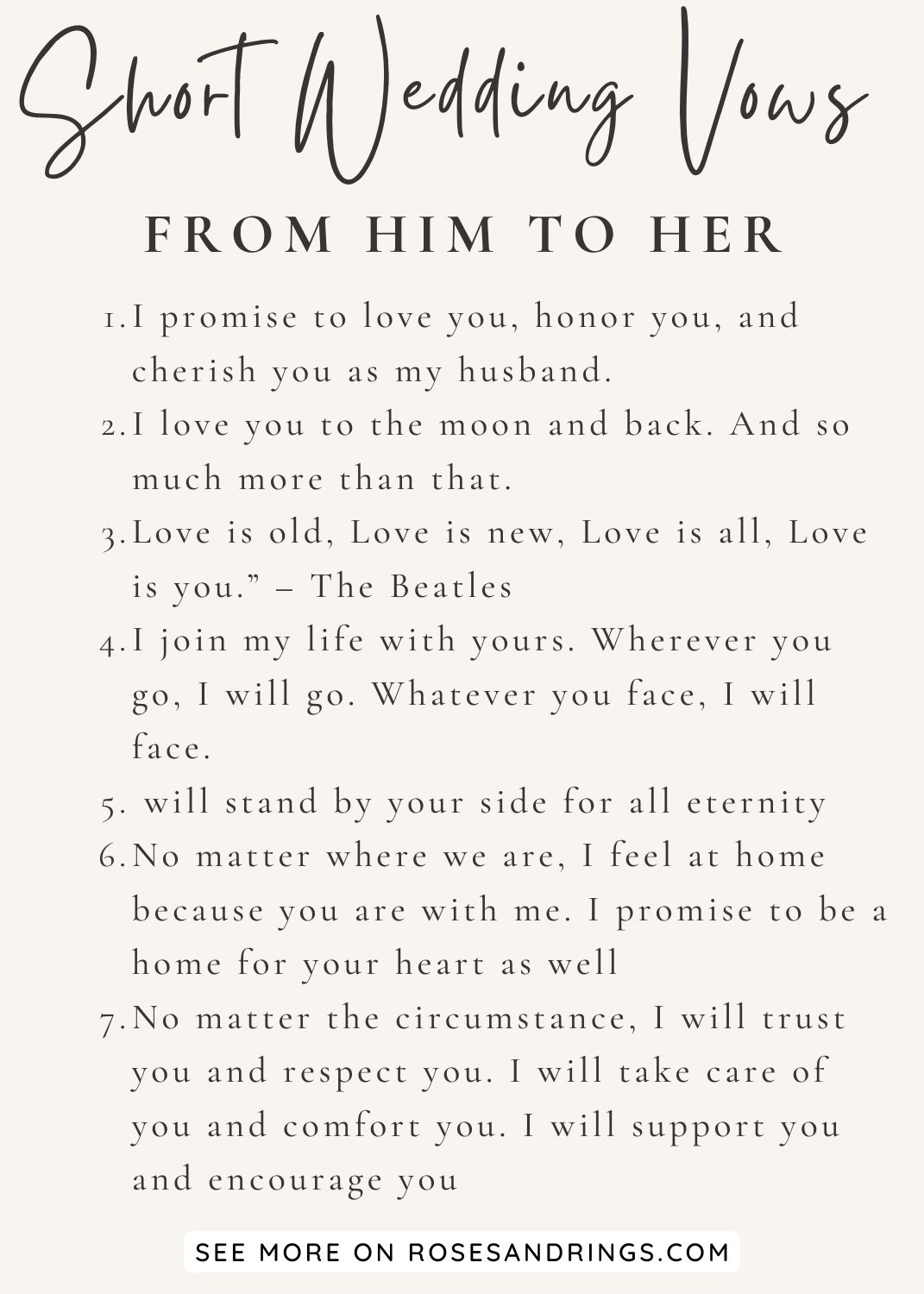 Short Wedding Vows for her